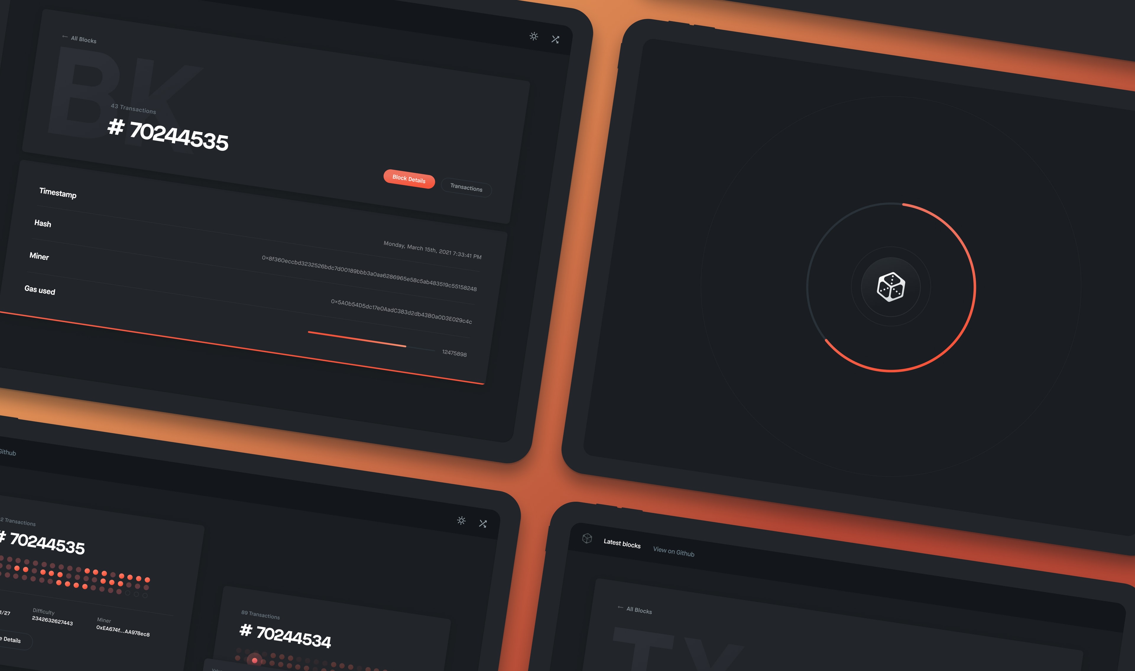 Multiple tablet devices showing screens from the Blocks application